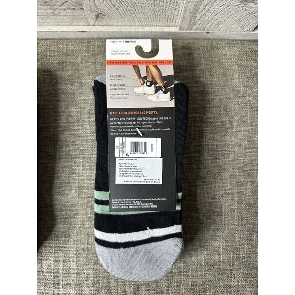 Pair of Thieves Mens Striped Cushion Low Cut Socks Size 6-12 White Black 6 Pairs - Picture 3 of 4